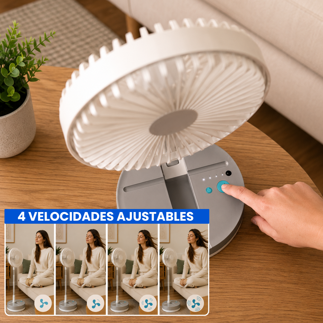 Ventilador portátil plegable silencioso a batería con mando