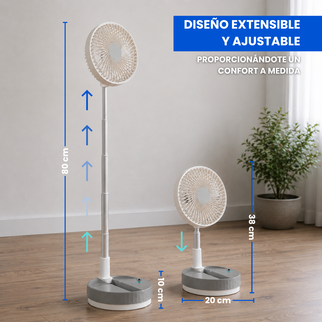Ventilador portátil plegable silencioso a batería con mando