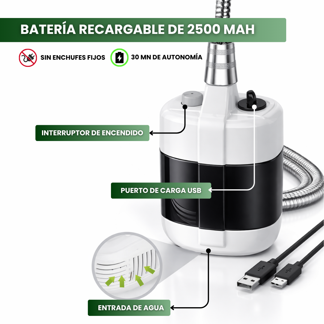 Ducha Portátil Recargable con Bomba de Agua
