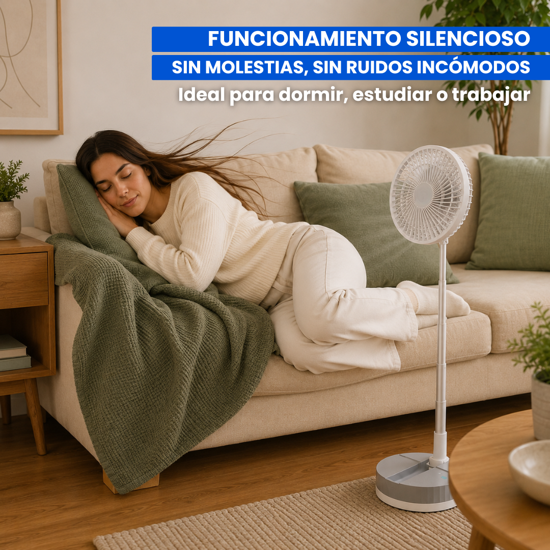 Ventilador portátil plegable silencioso a batería con mando