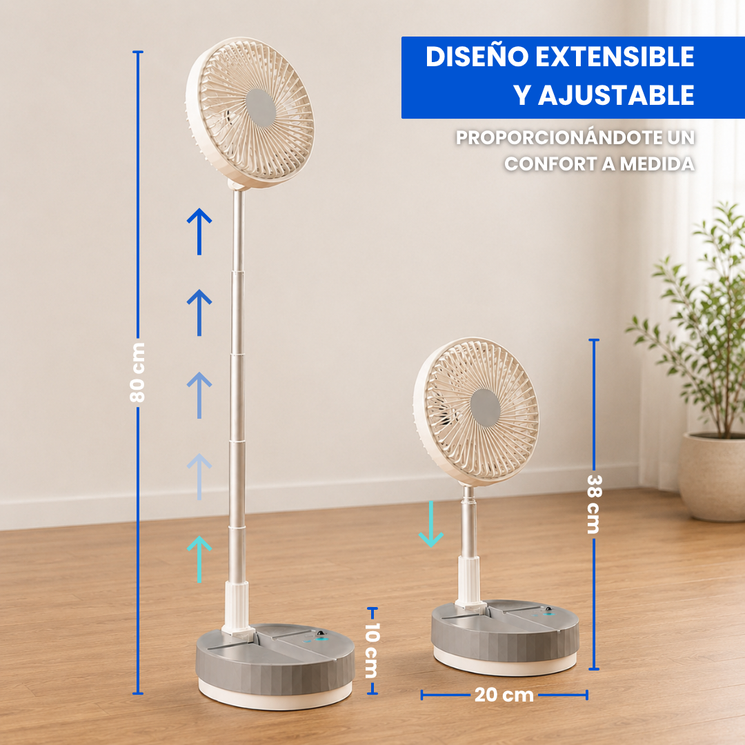 Ventilador portátil plegable silencioso a batería con mando